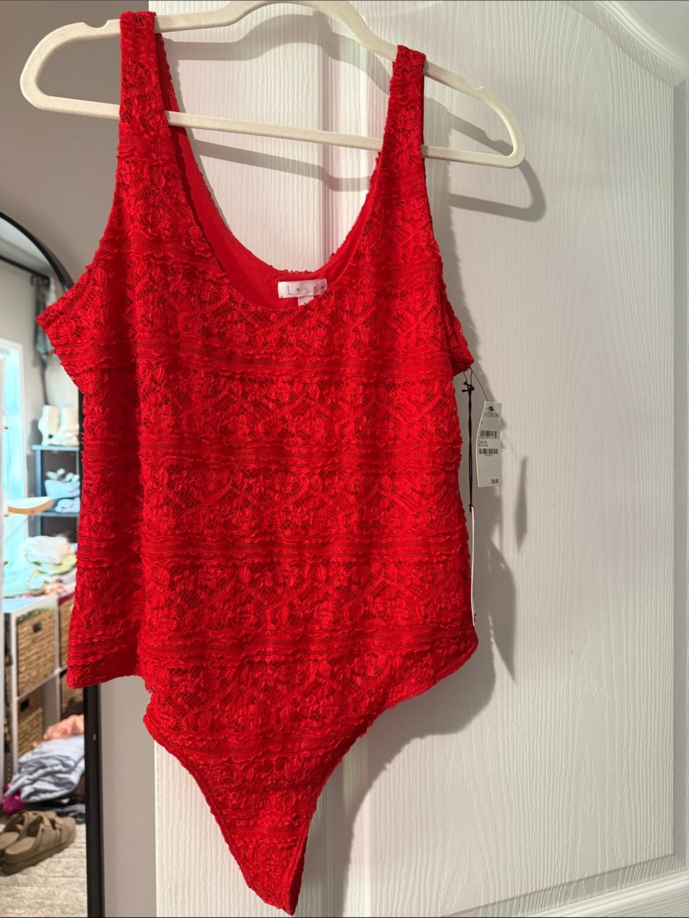 NWT Red Lace Bodysuit Tank Top